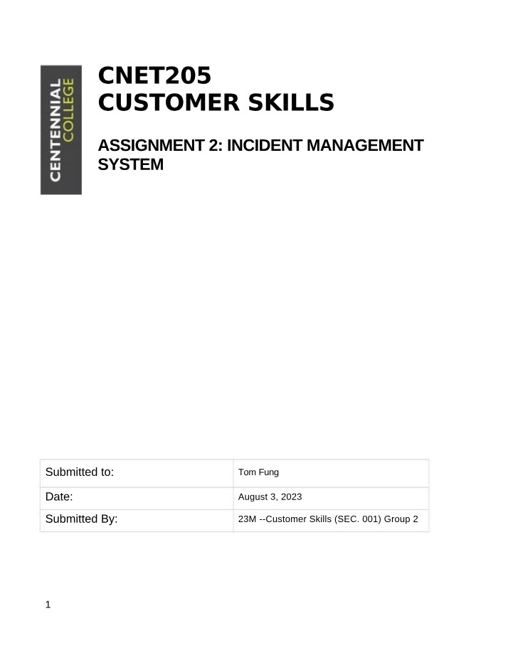 Incident Management System - Customer Skills