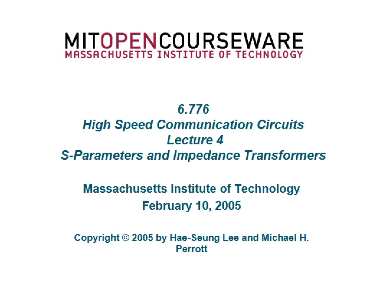 Impedance Transformers and S-Parameters