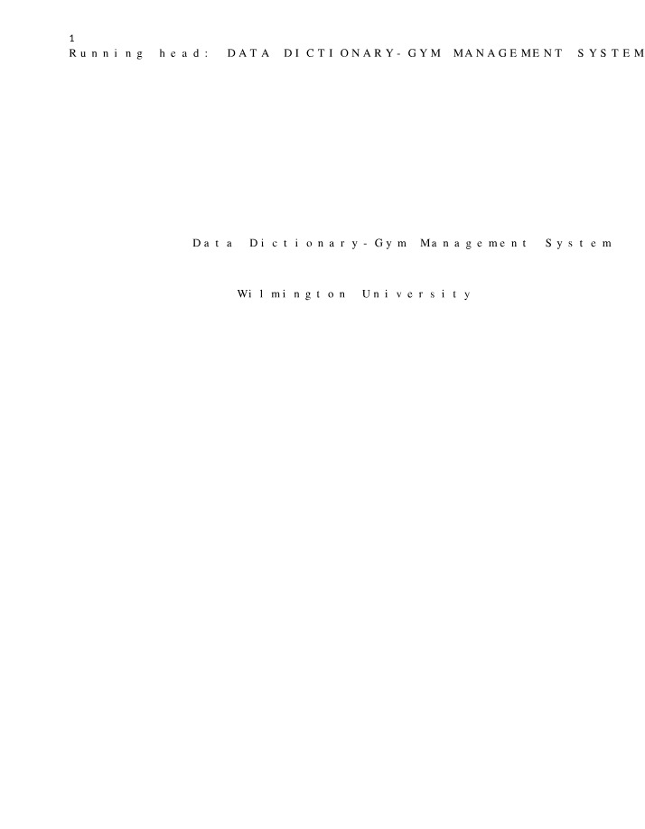 Data Dictionary for Gym Management System