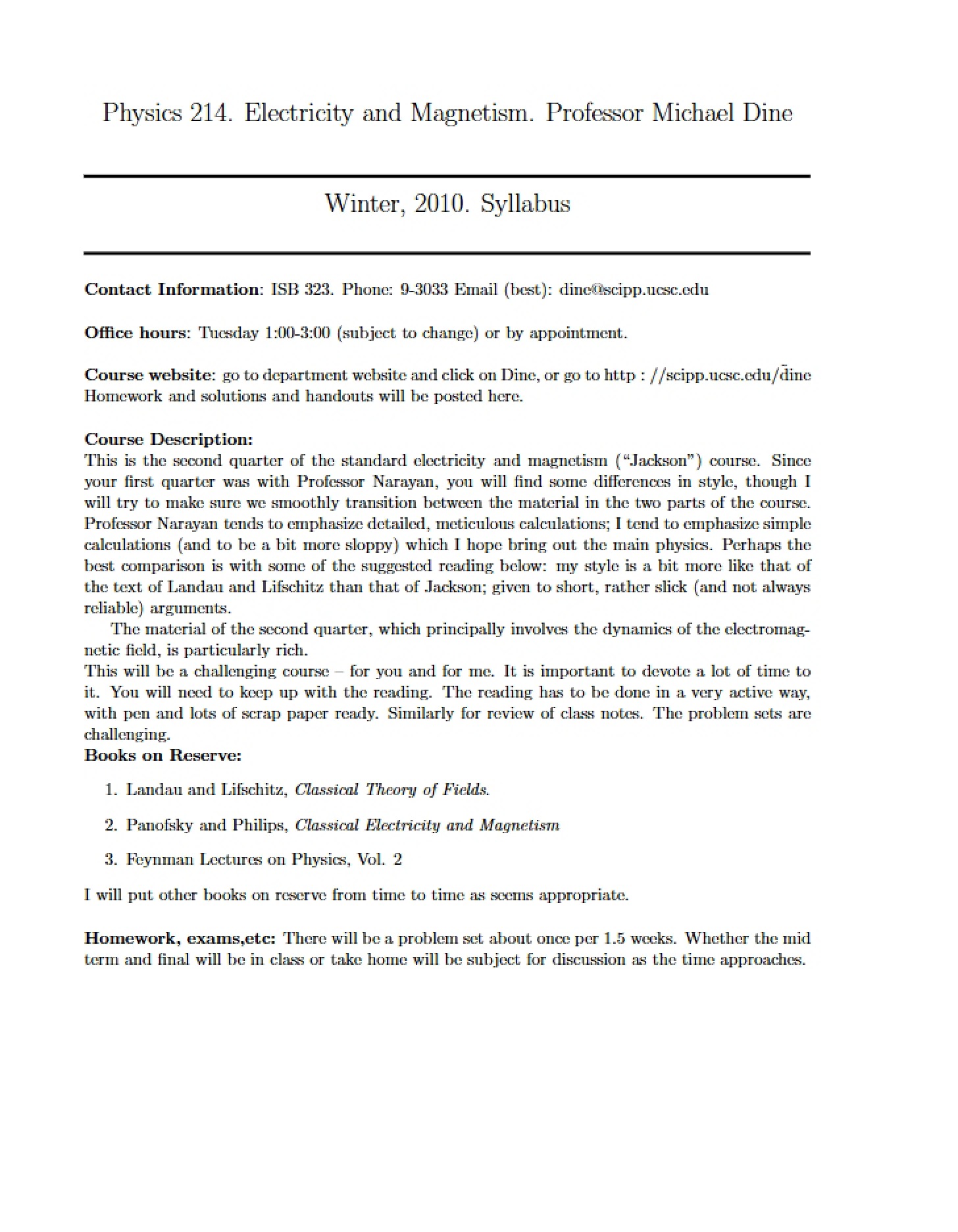 Course Syllabus