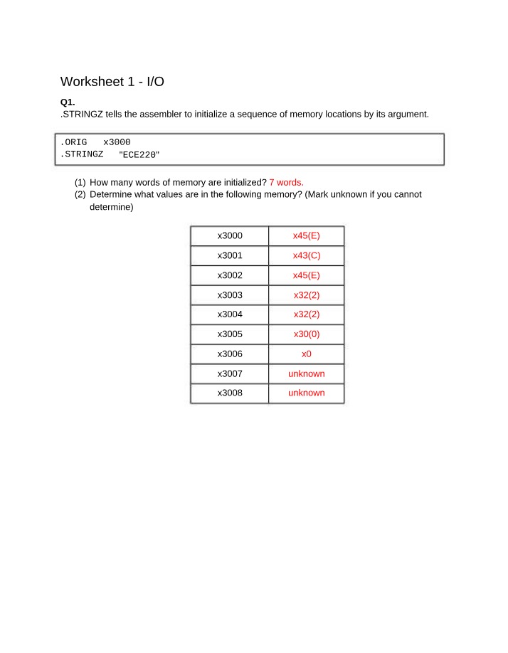 ECE220 - Lecture 1 Worksheet Solutions