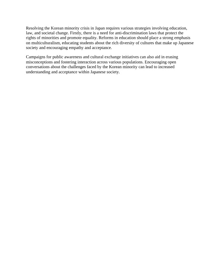 Strategies to Resolve the Korean Minority Crisis in Japan