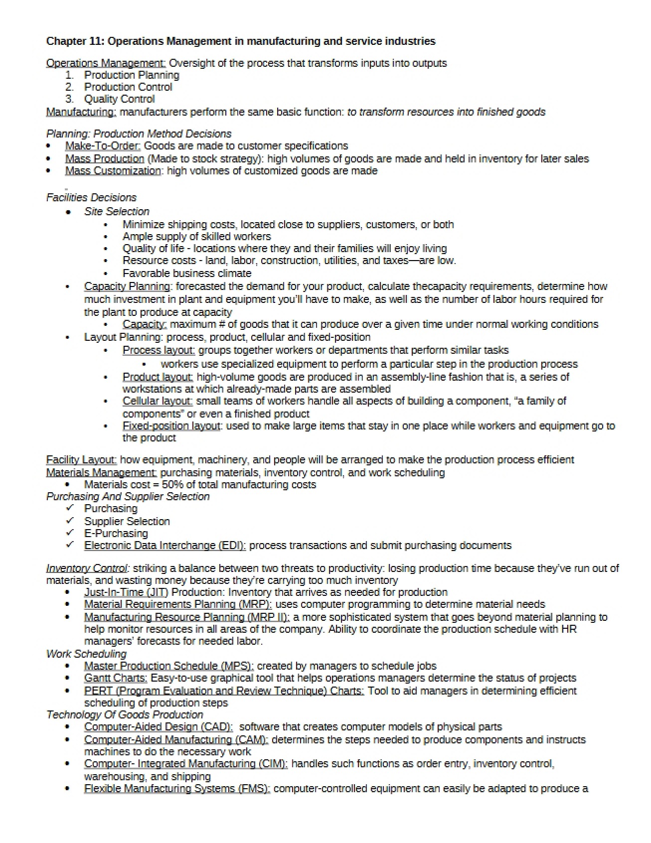 Operations Management - Chapter 11