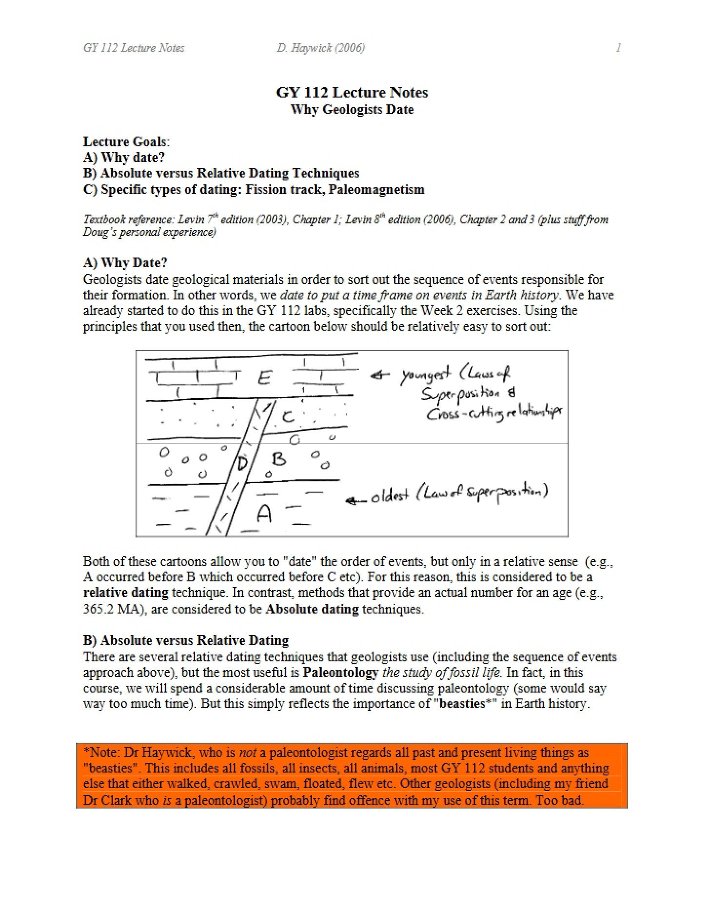 Geological Dating Rationale