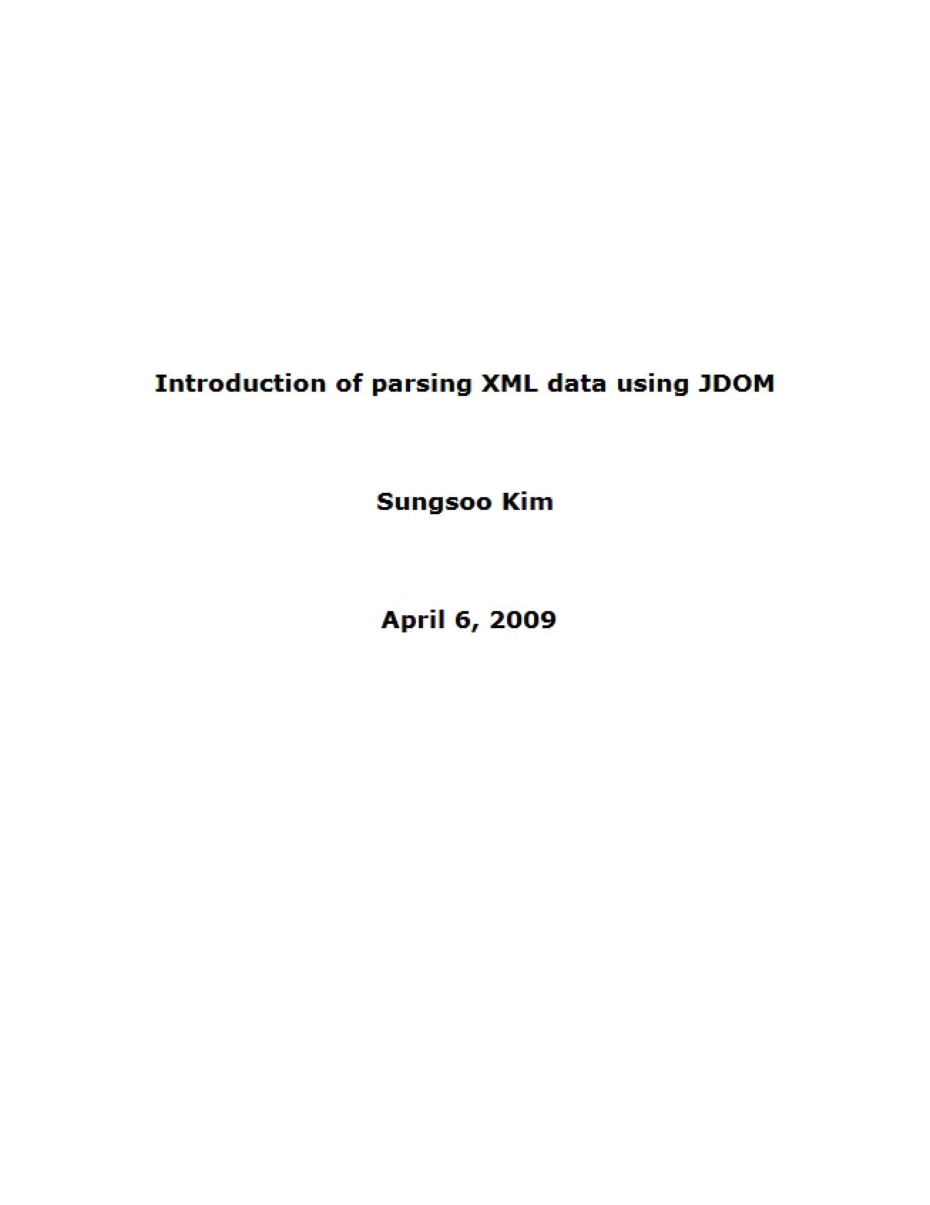 Parsing XML with JDOM Intro