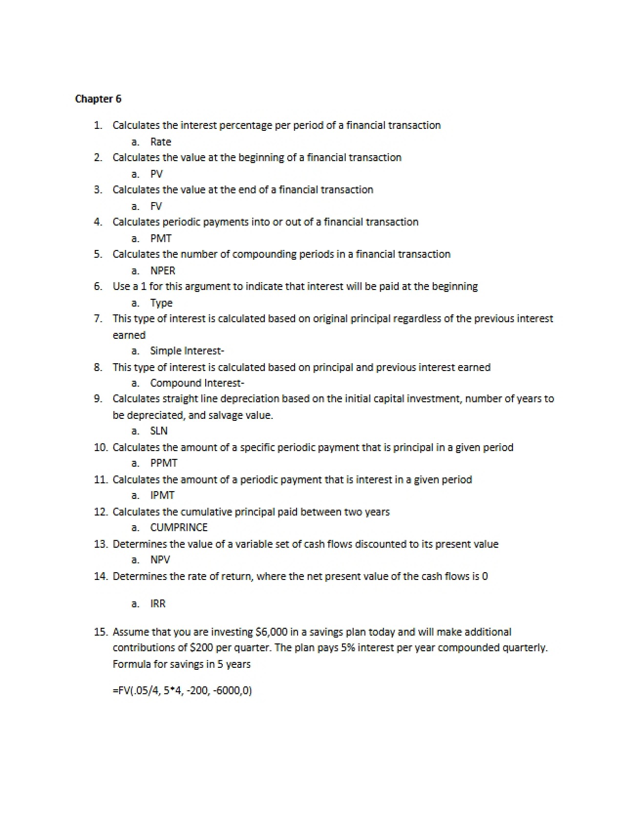 Spreadsheets Chapter Six Section D