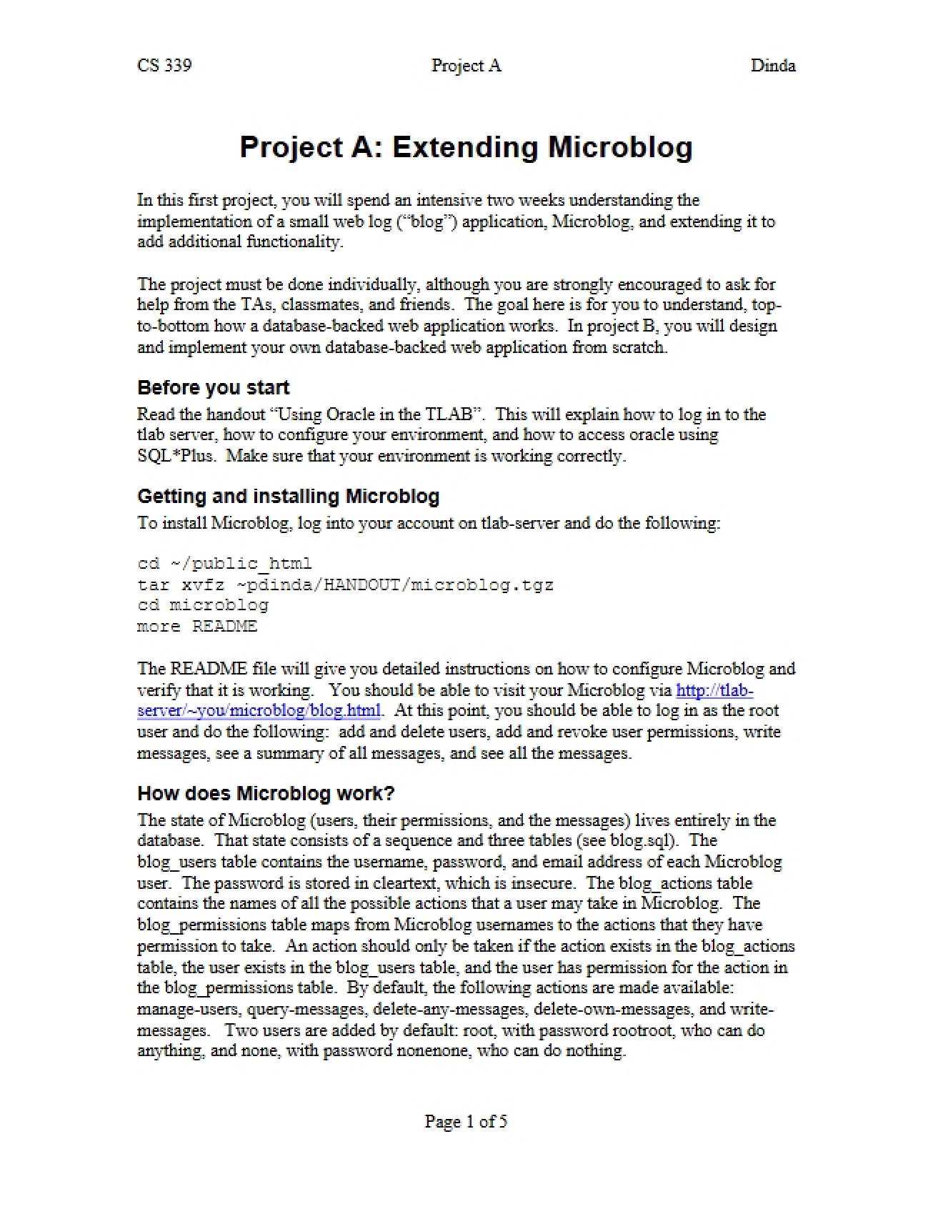 Extending Microblog Project A