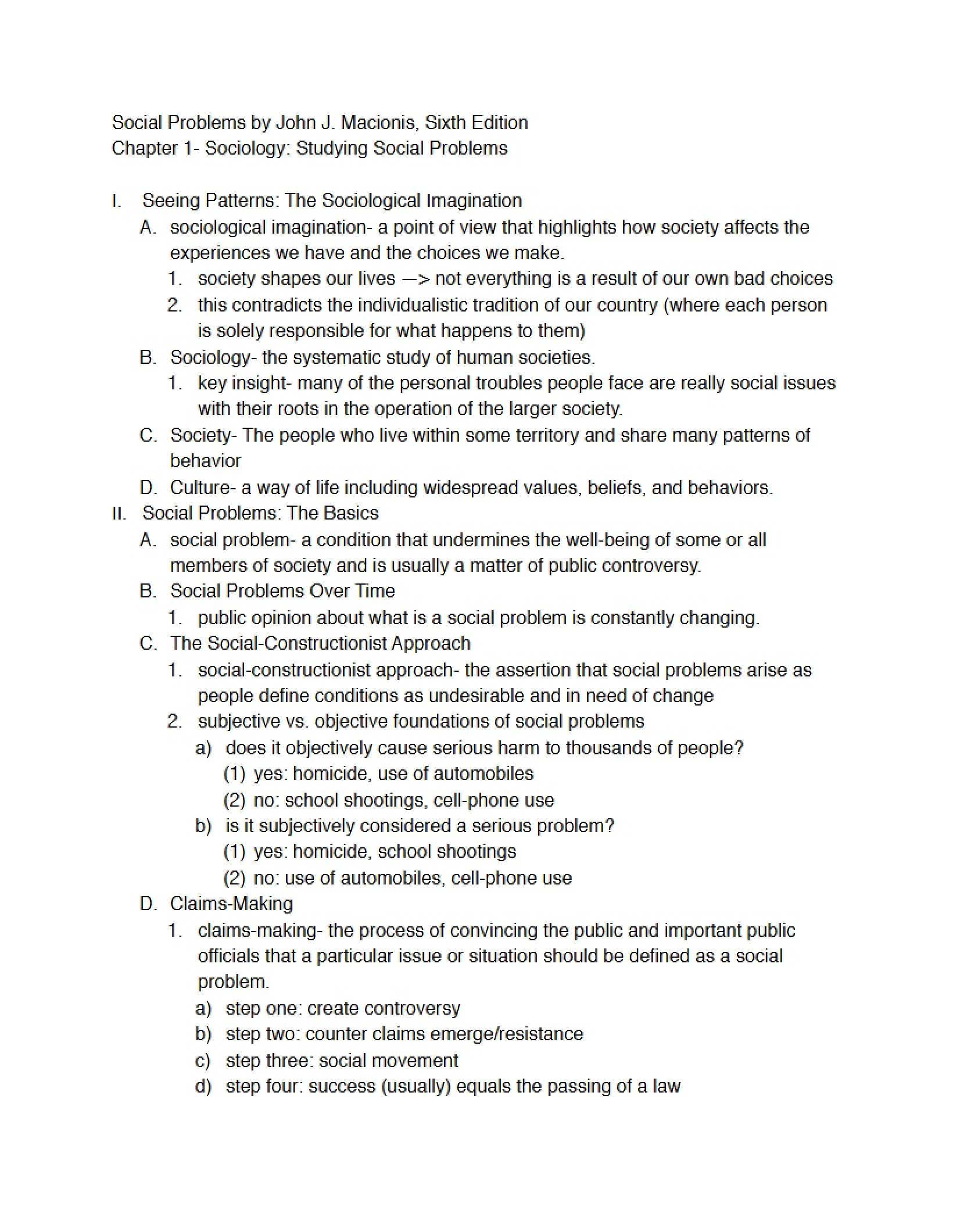 Studying Social Problems Chapter One