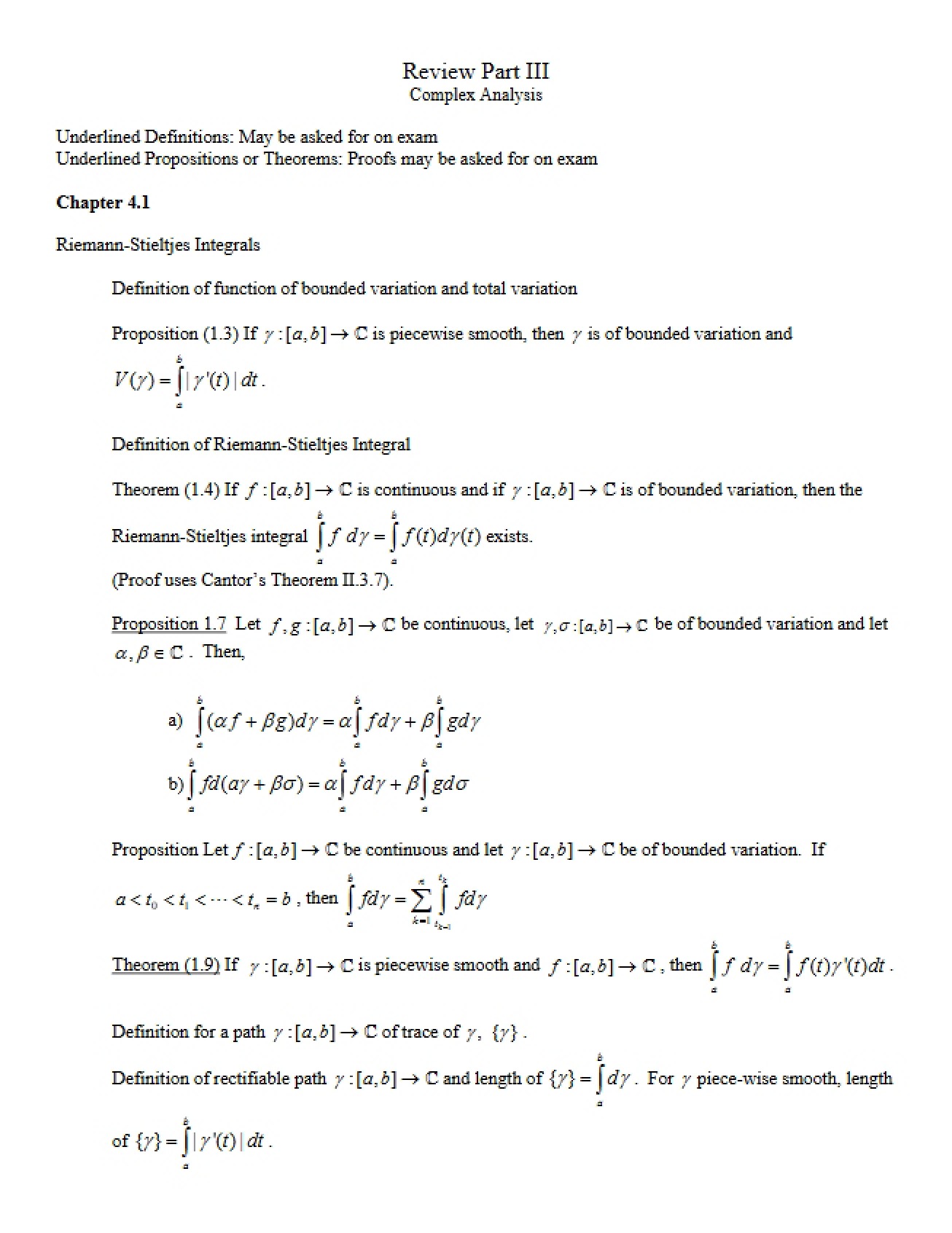 MATH 5320 Exam 3 Review - 6 Pages