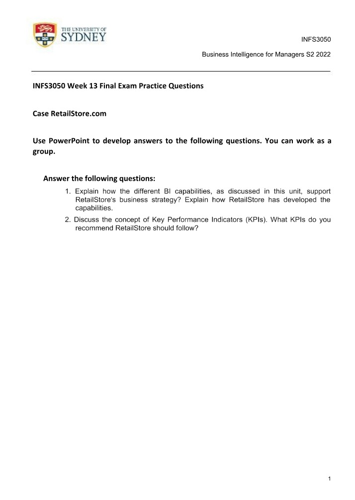 Final Exam - Practice Material