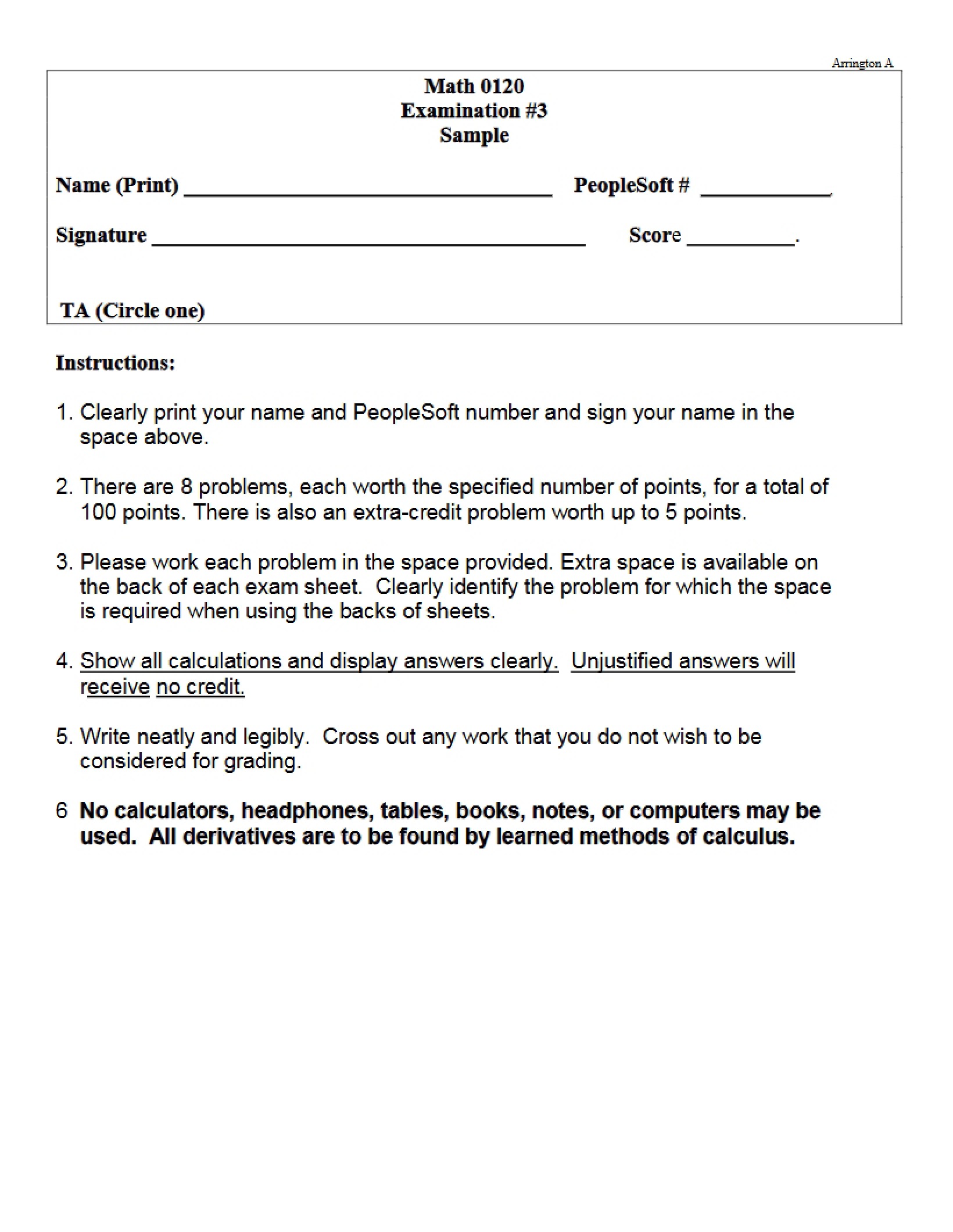 Exam Sample Questions