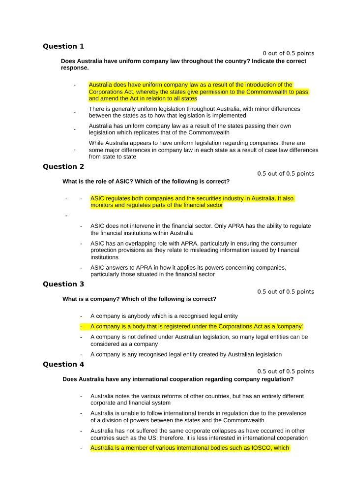 Australia's Uniform Company Law and ASIC's Role