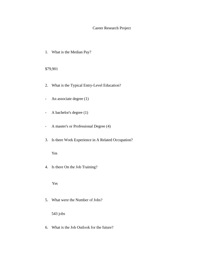 Paper on Career Research Project