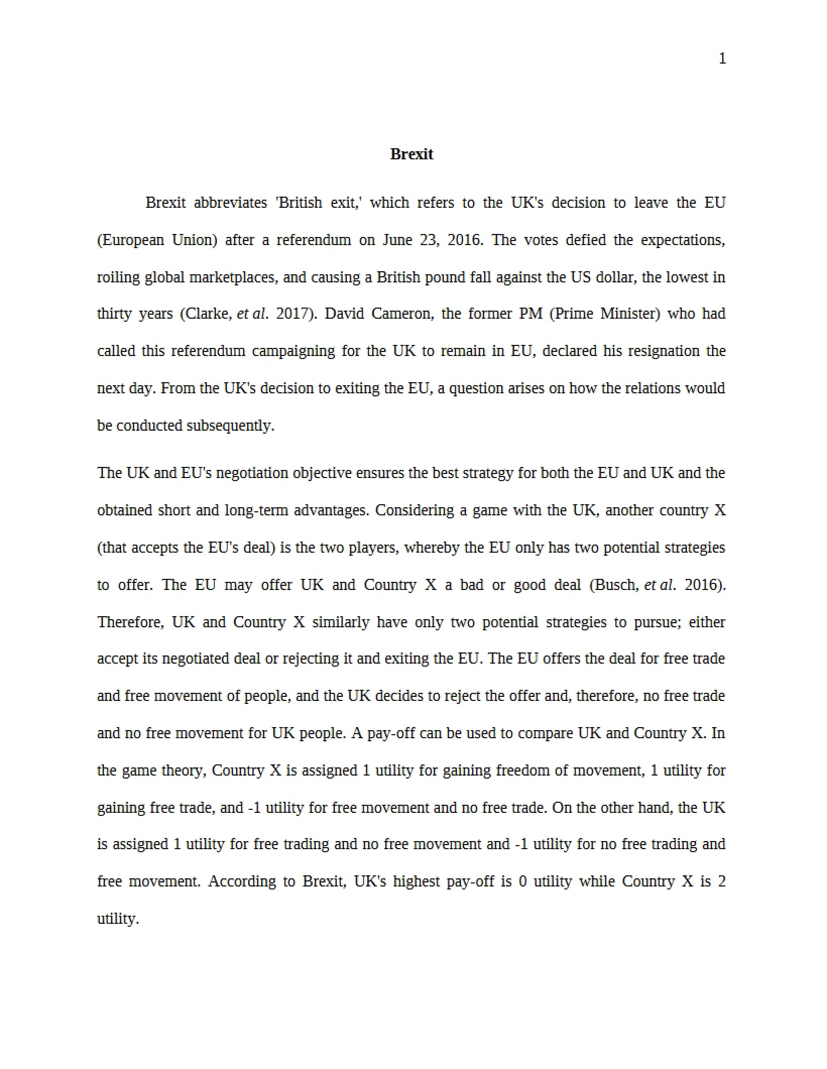 Draft One Brexit
