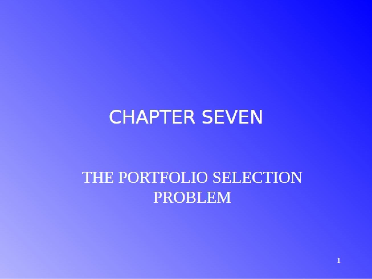 Problem of Portfolio Selection