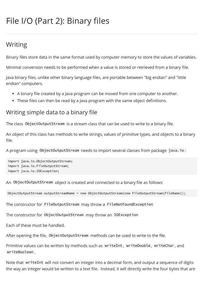 Writing Binary Files in Java - ObjectOutputStream & FileOutputStream