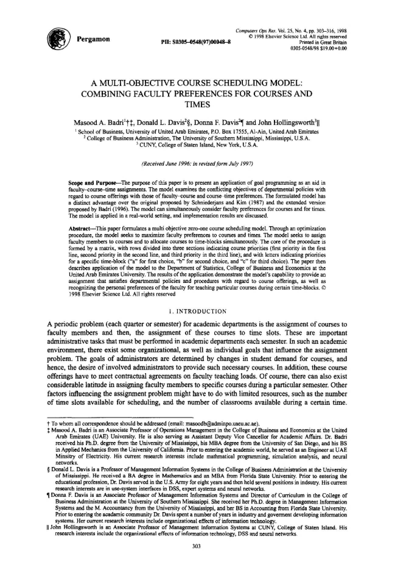 Multi-Objective Analysis