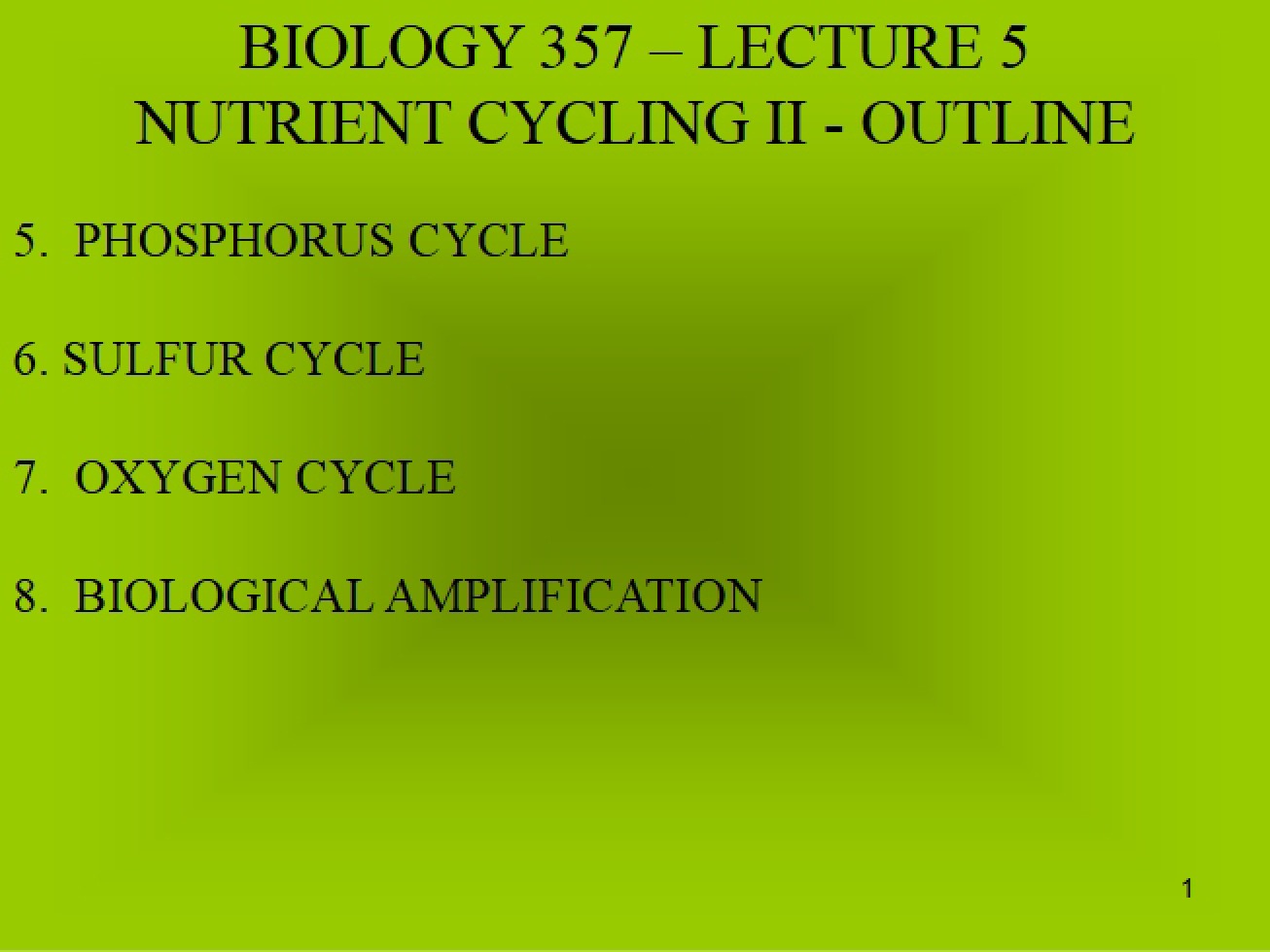 Fifth Unit An Introduction to the Second Part of Biogeochemical Cycles