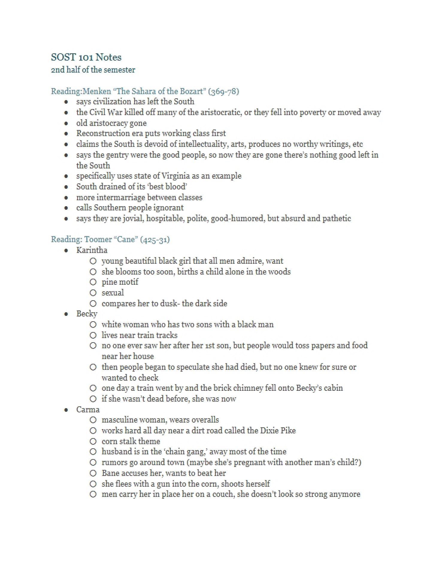 General Class Notes