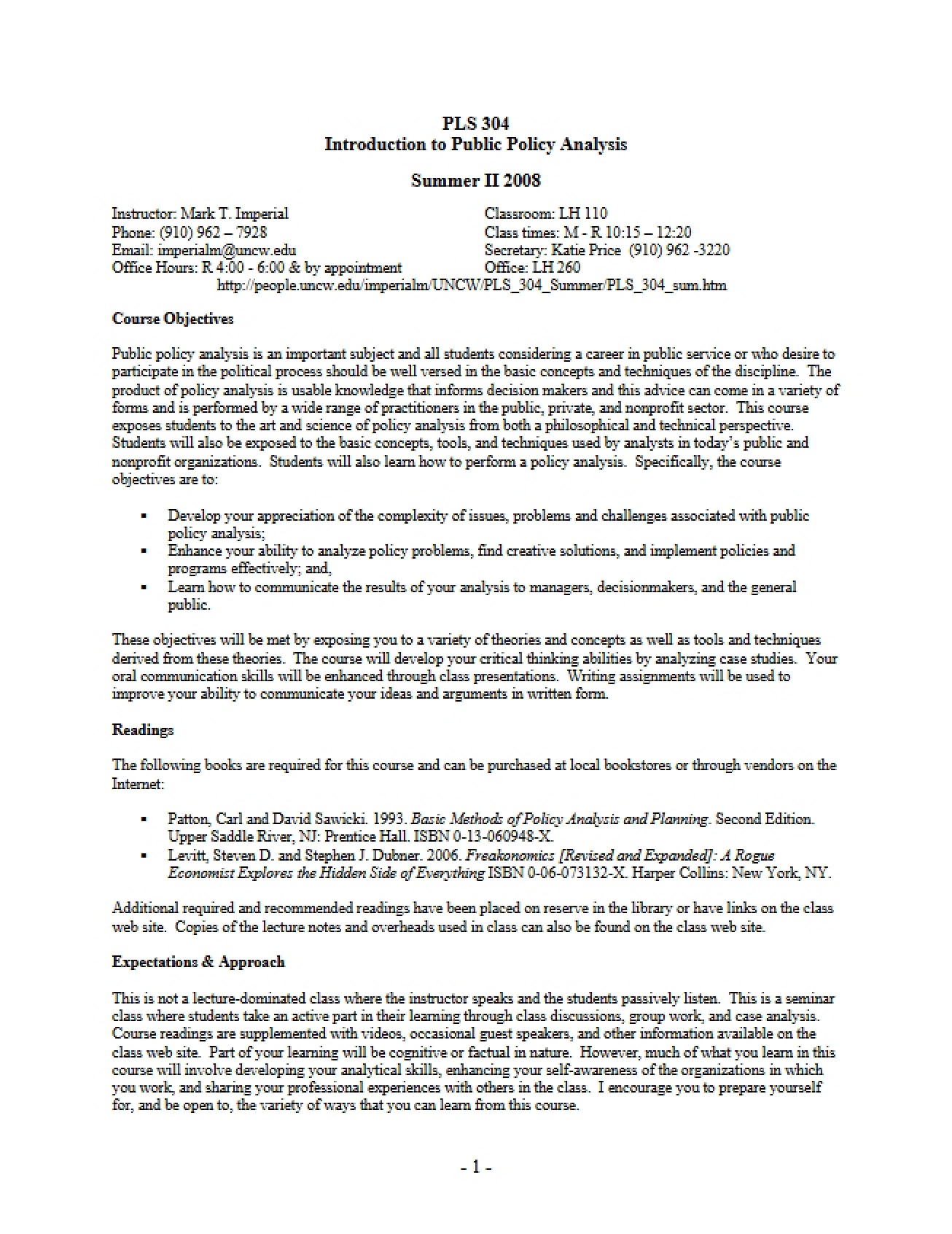 Analysis of Public Policies
