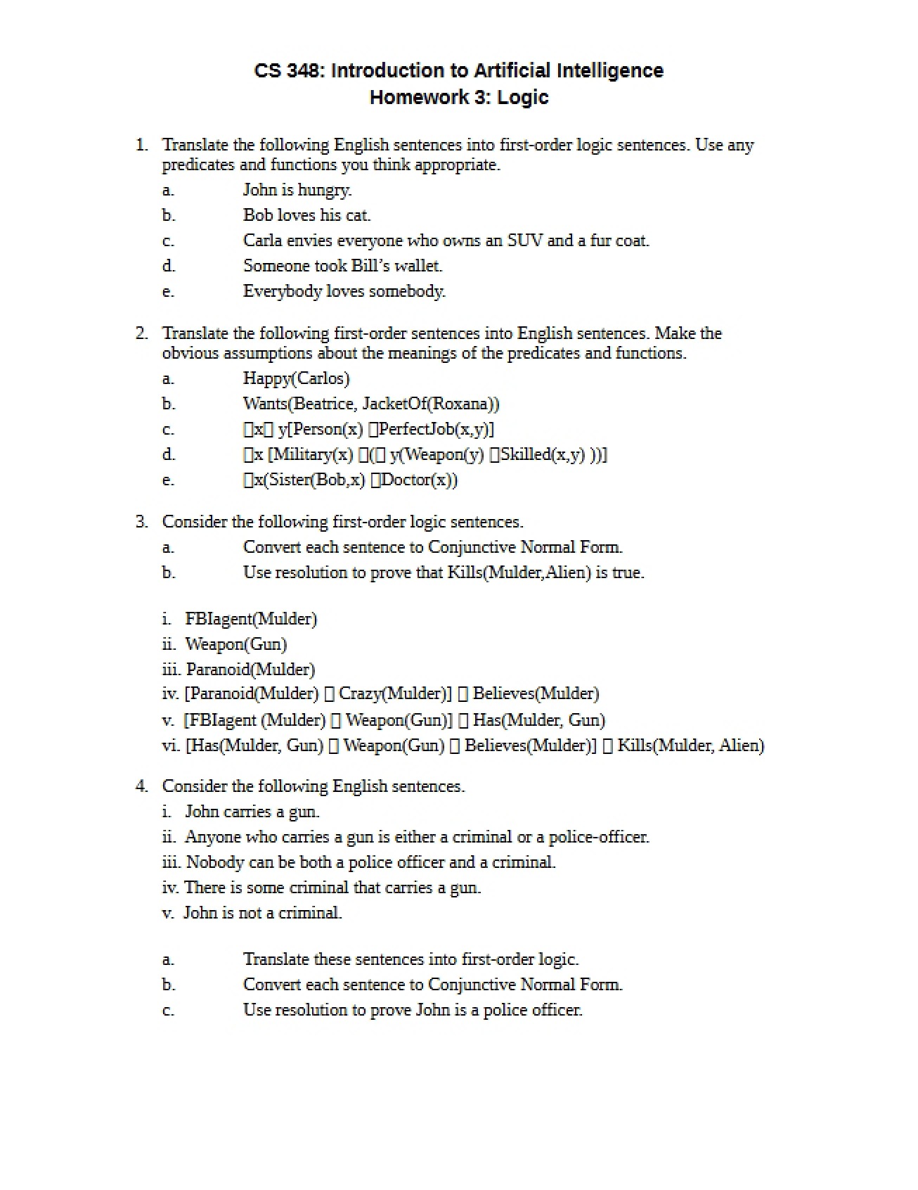 Homework Three Logic