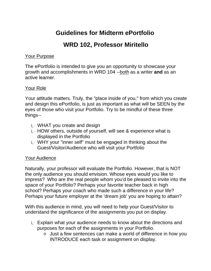Midterm ePortfolio Guidelines