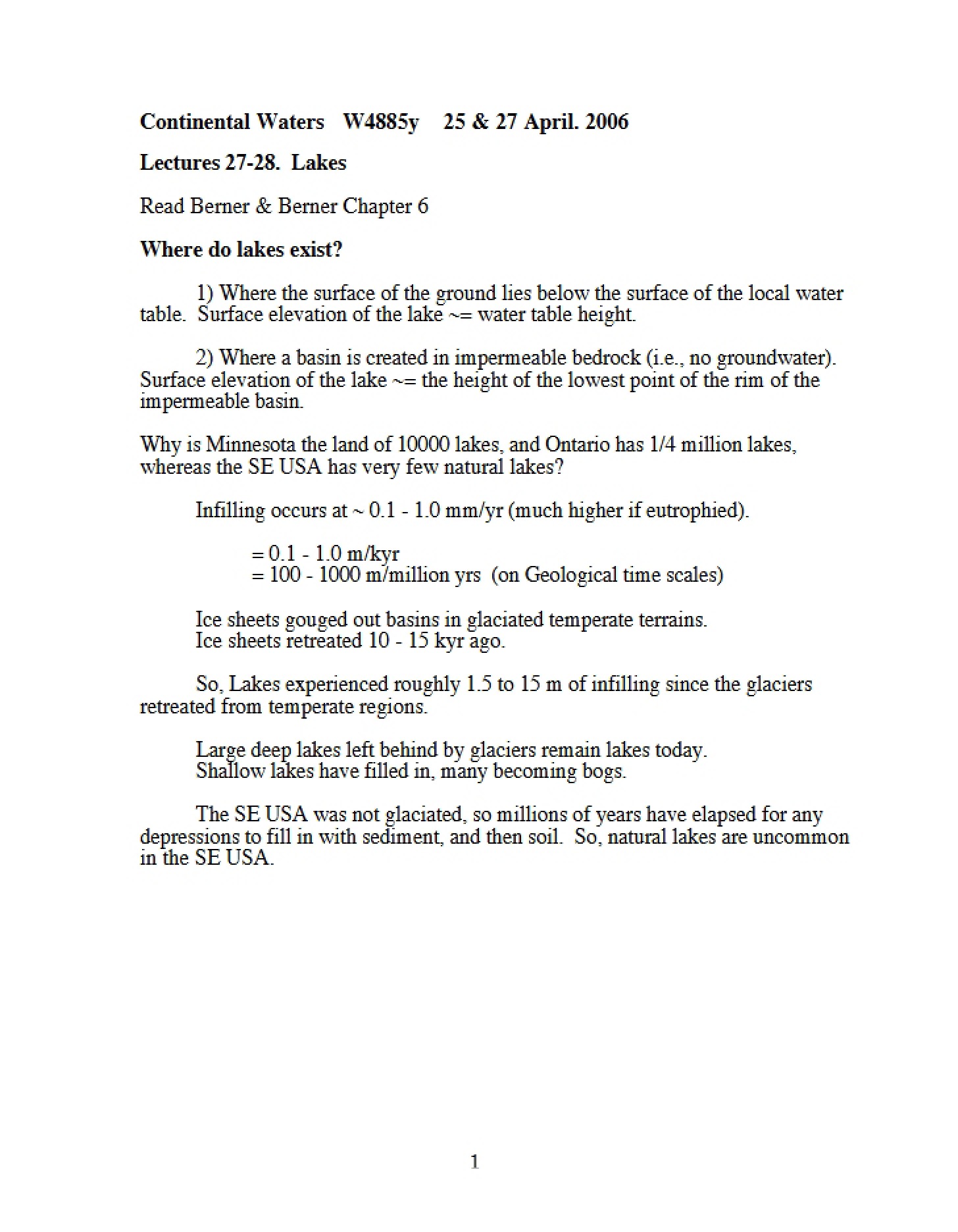 Limnology and Lakes