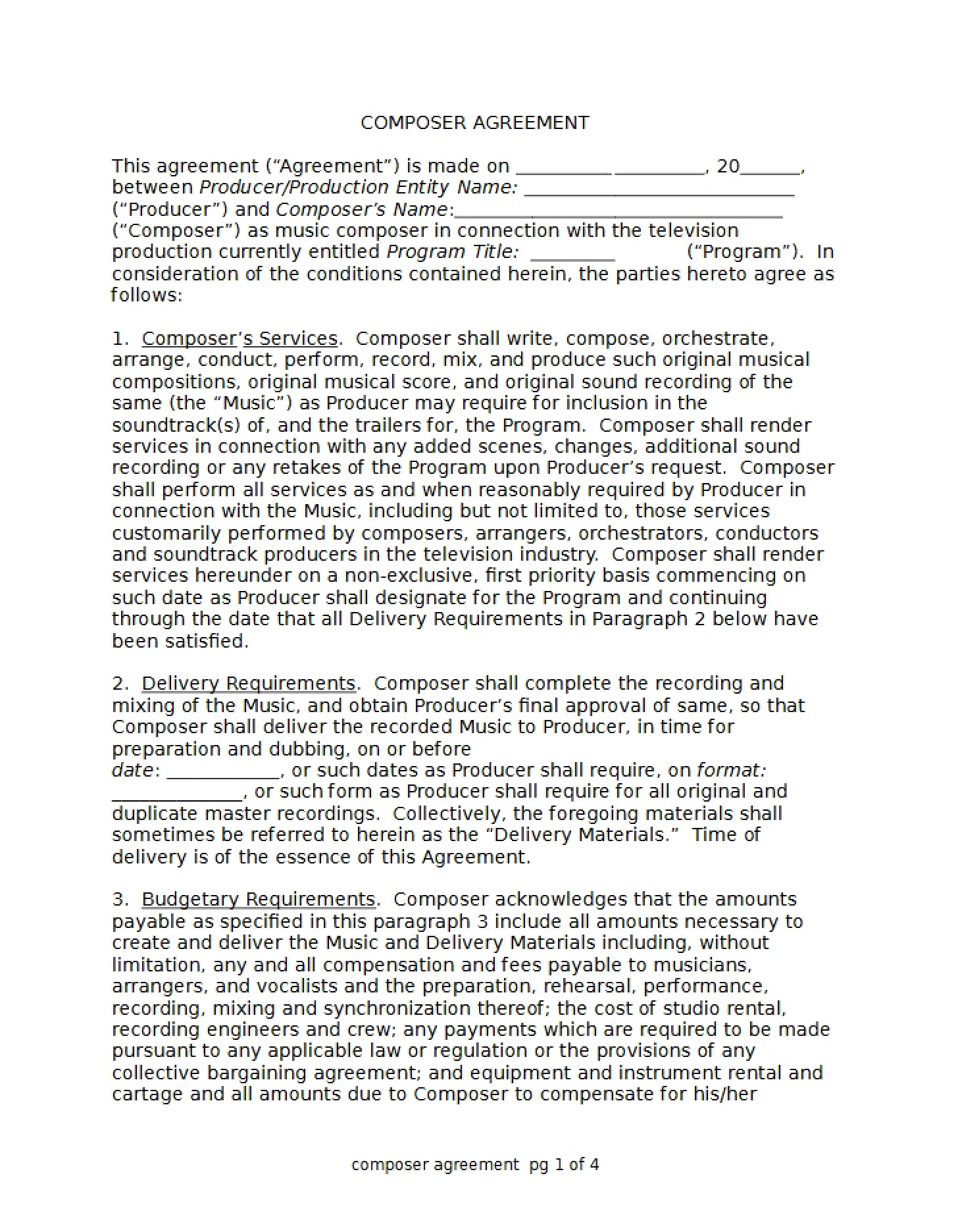 Agreement for Composer
