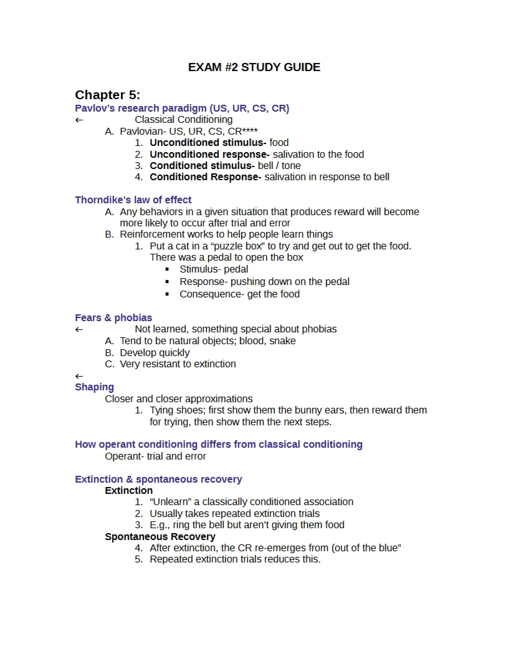 Guide for Psychology Exam 2