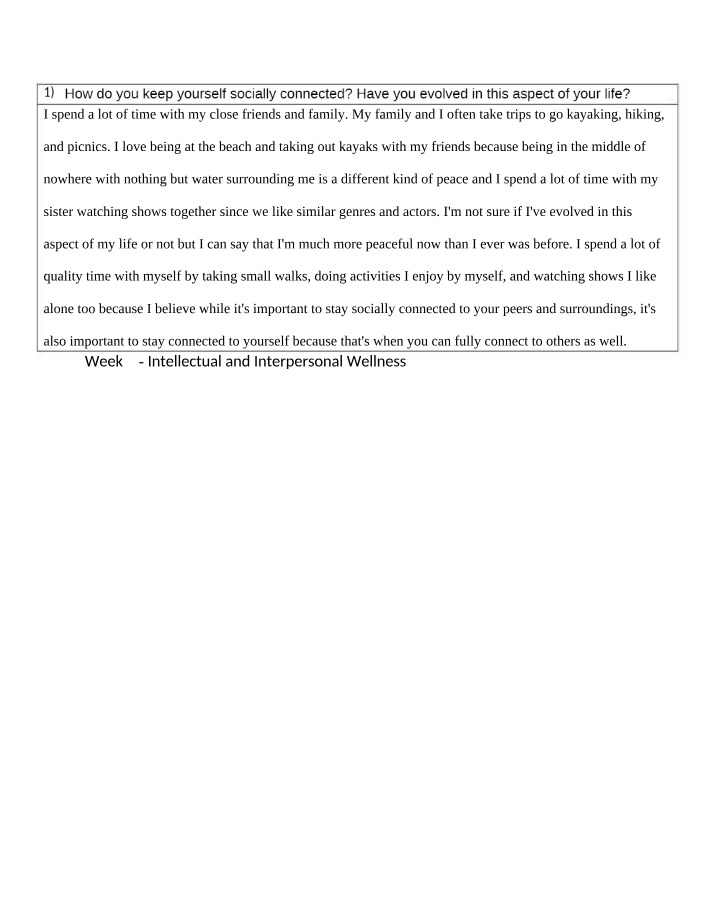 Intellectual and Interpersonal Wellness Week 3 Summary