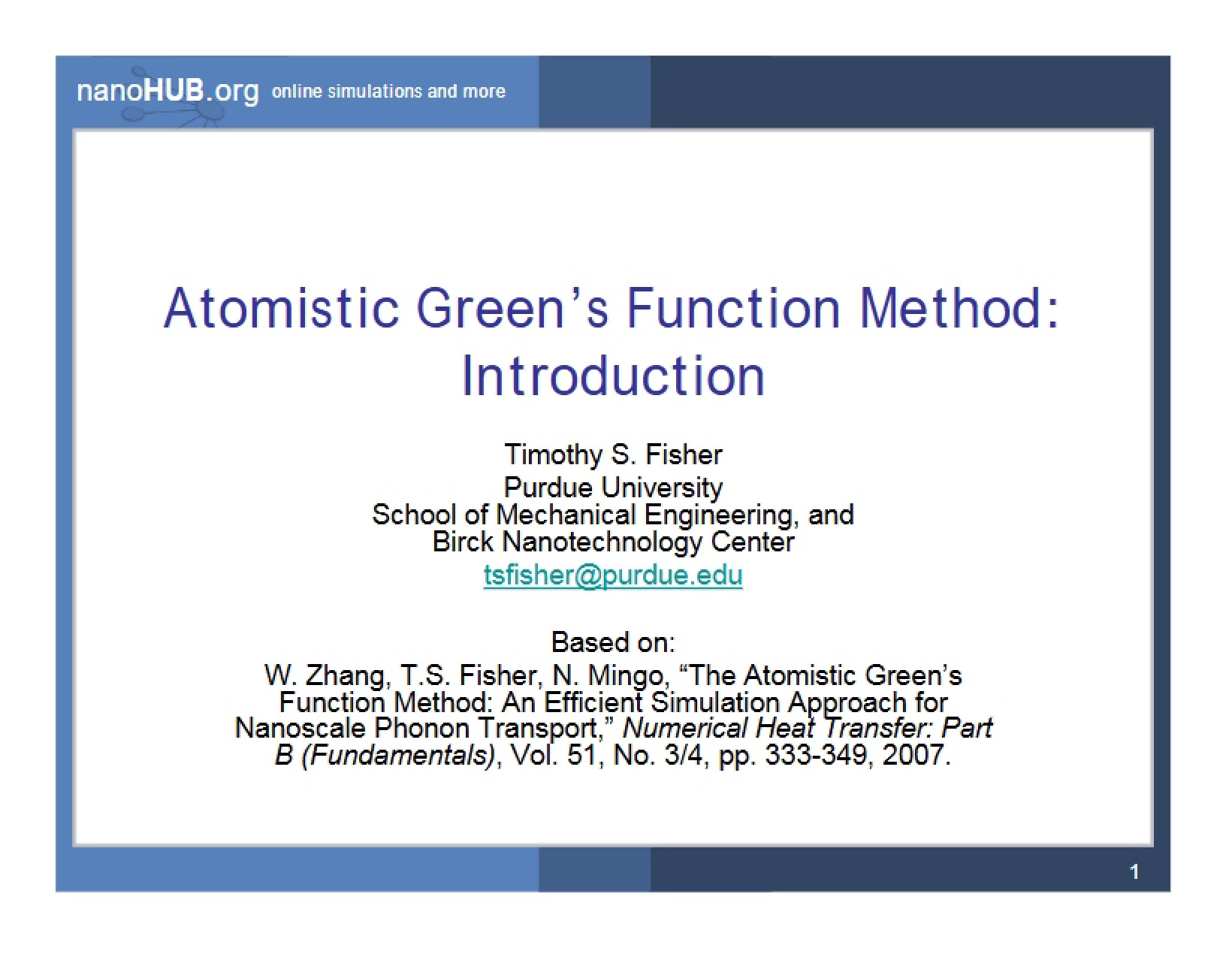 Green's Function Method (Atomistic)