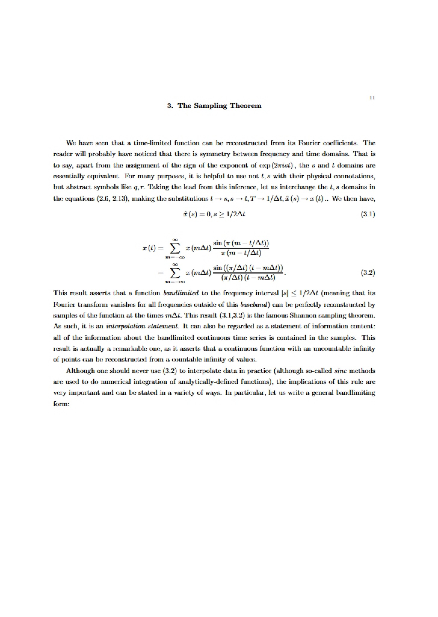 Theorem of Sampling