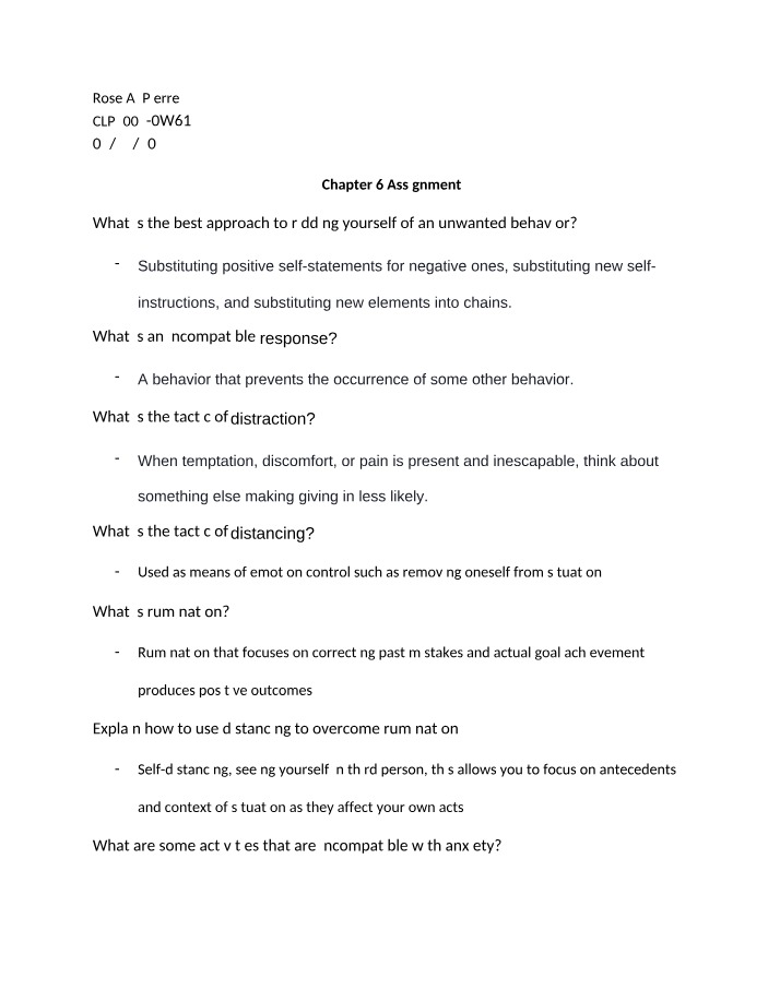 Assignment for Chapter 6
