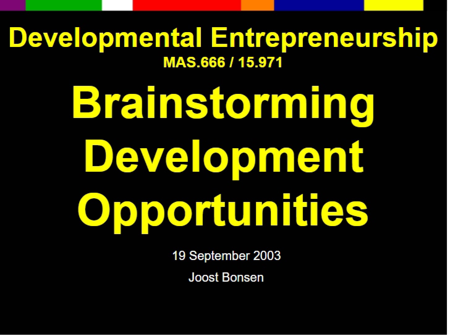 Development Lecture Notes
