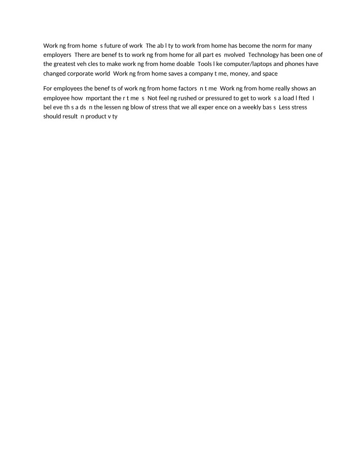Working from Home and Productivity Essay