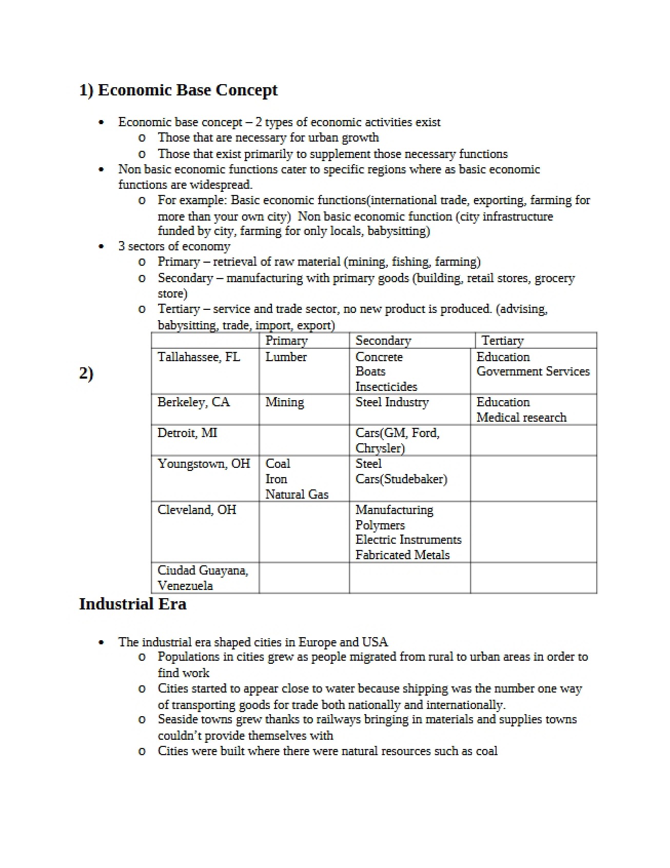 Economic Base Overview