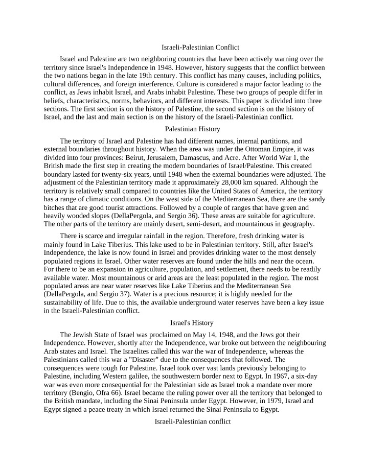 Causes and History of the Israeli-Palestinian Conflict