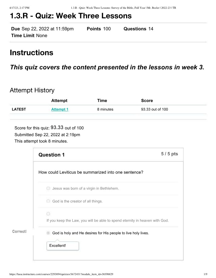 Week Three Lessons Quiz