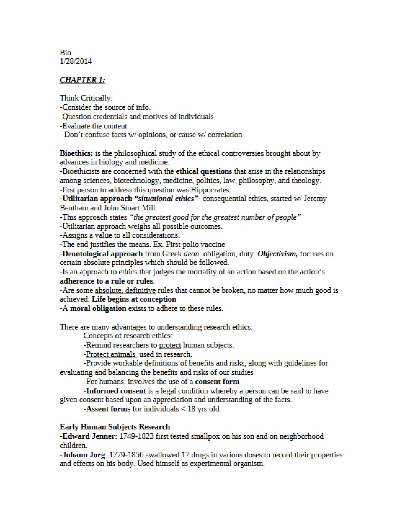 Overview of the First Chapter of Human Biology