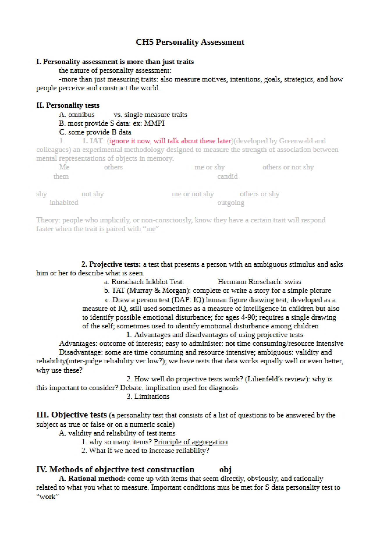 Assessment of Personality Ch 5