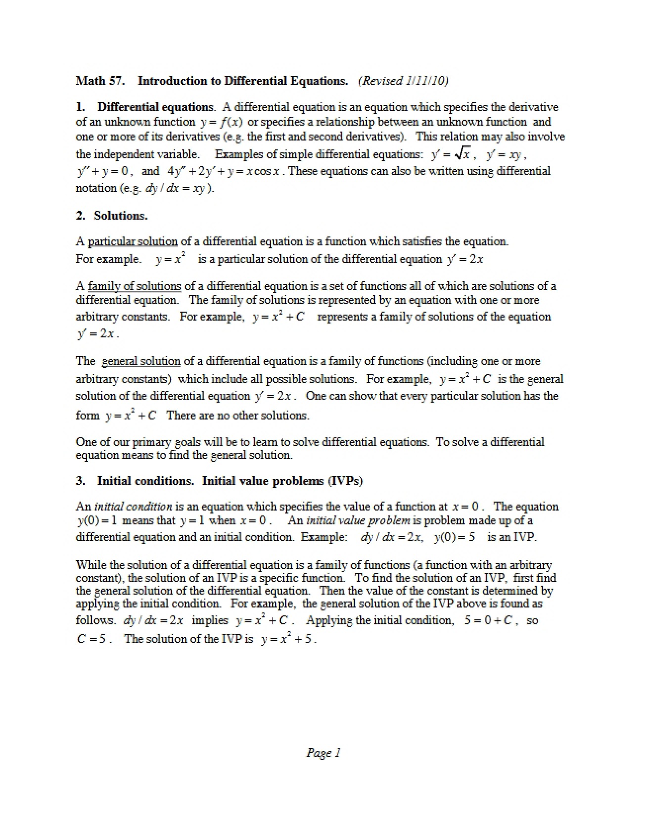 Differential Equations Analysis