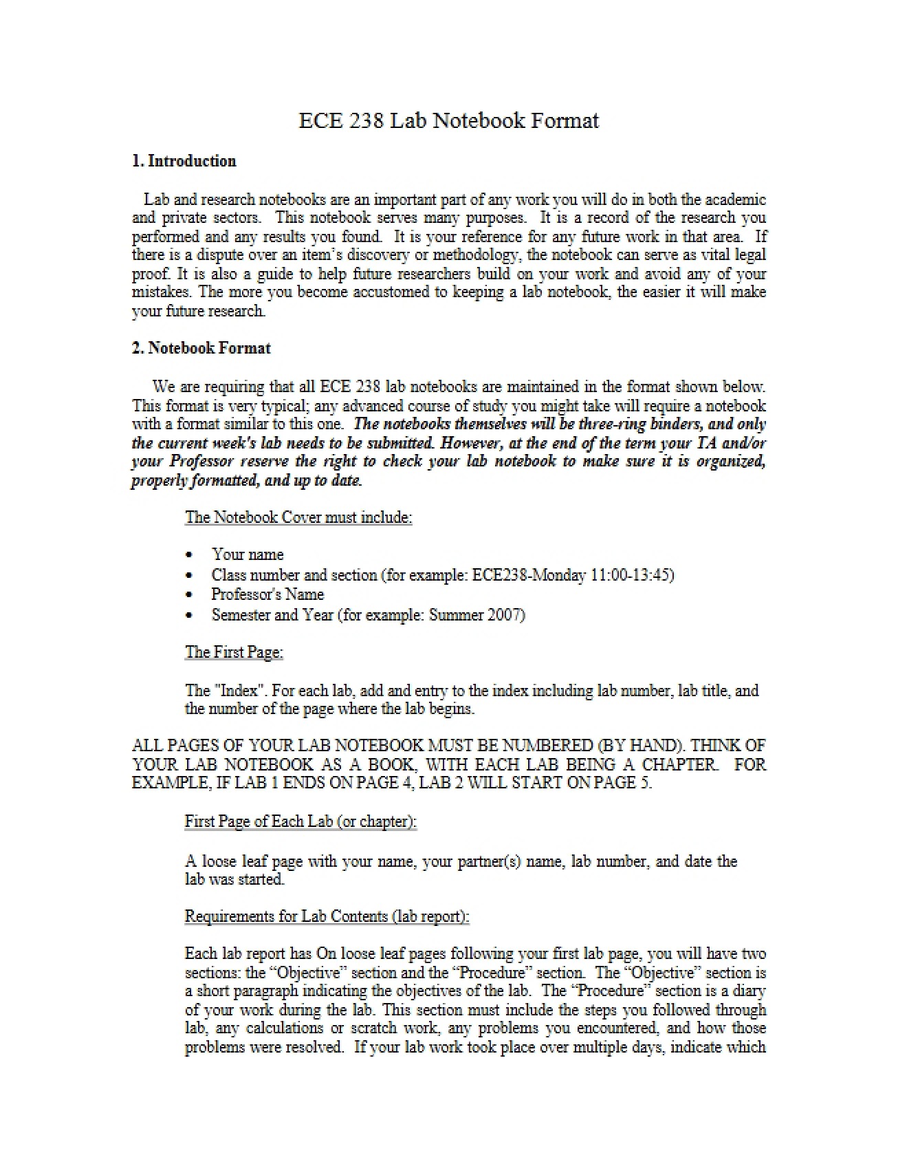 Formatting Guide for ECE 238L Lab Notebooks