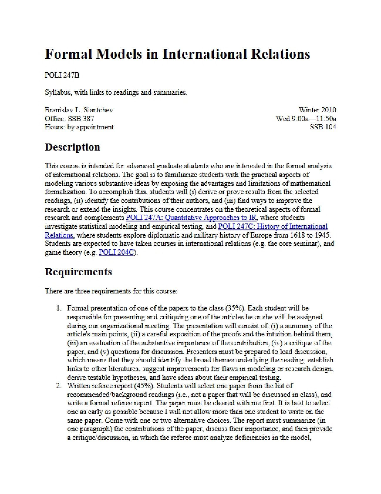 Formal Models in International Relations Guide