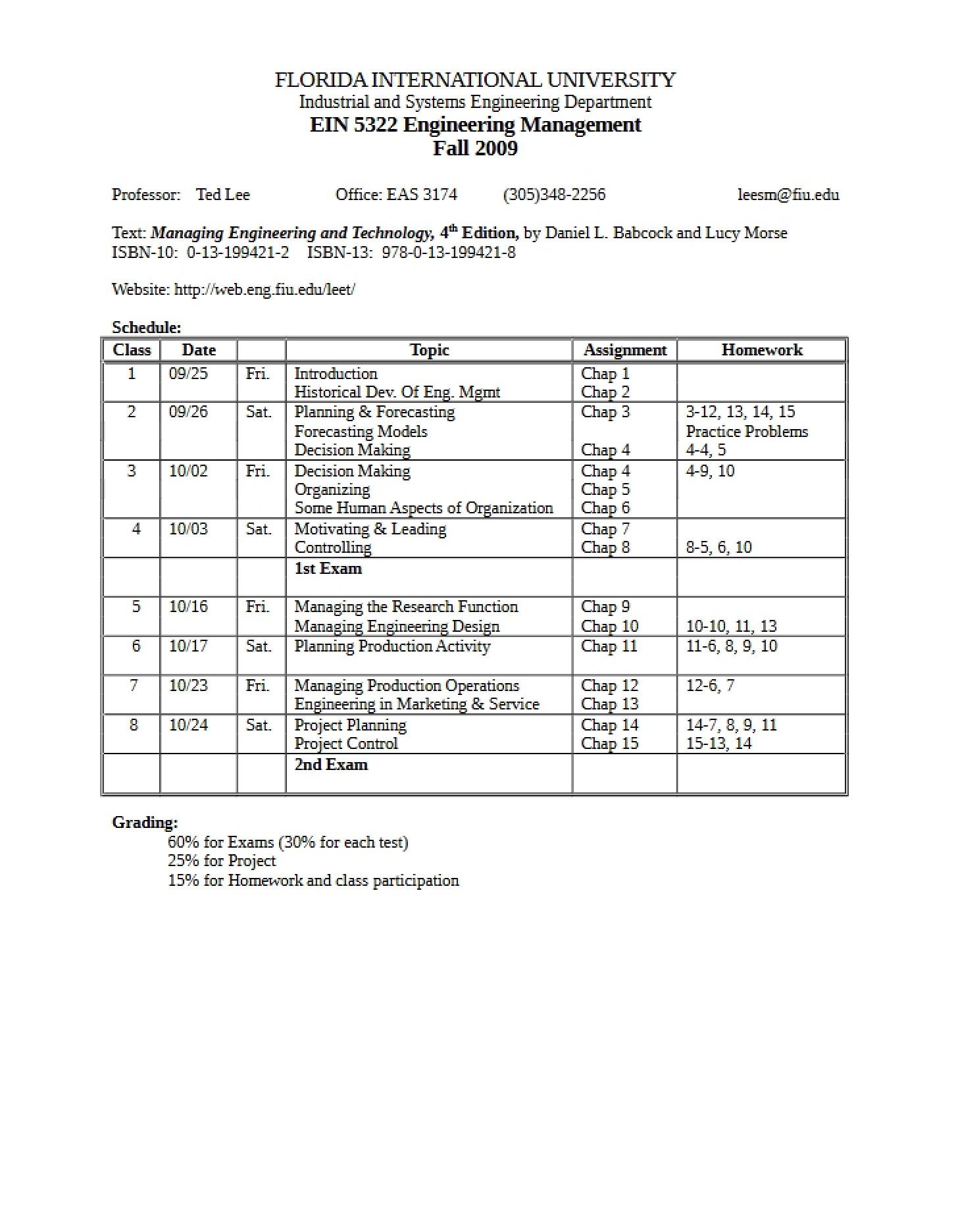 Course Schedule