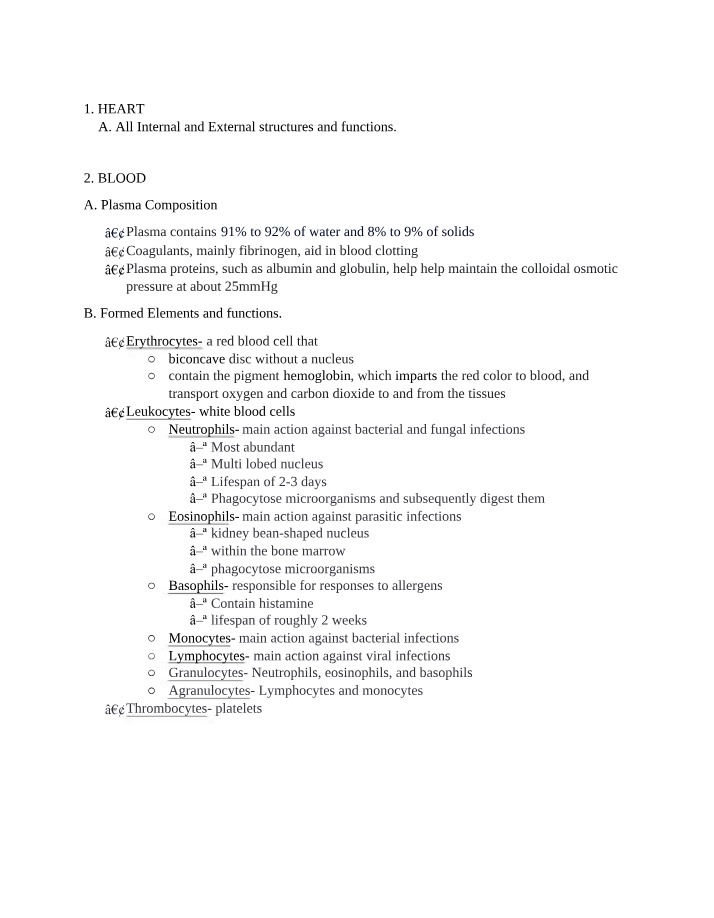 Study Guide for Lab Final