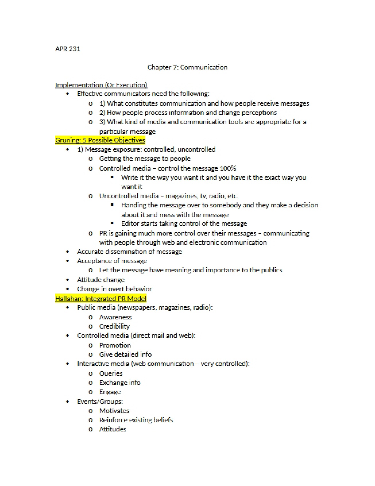 Public Relations Chapter 7