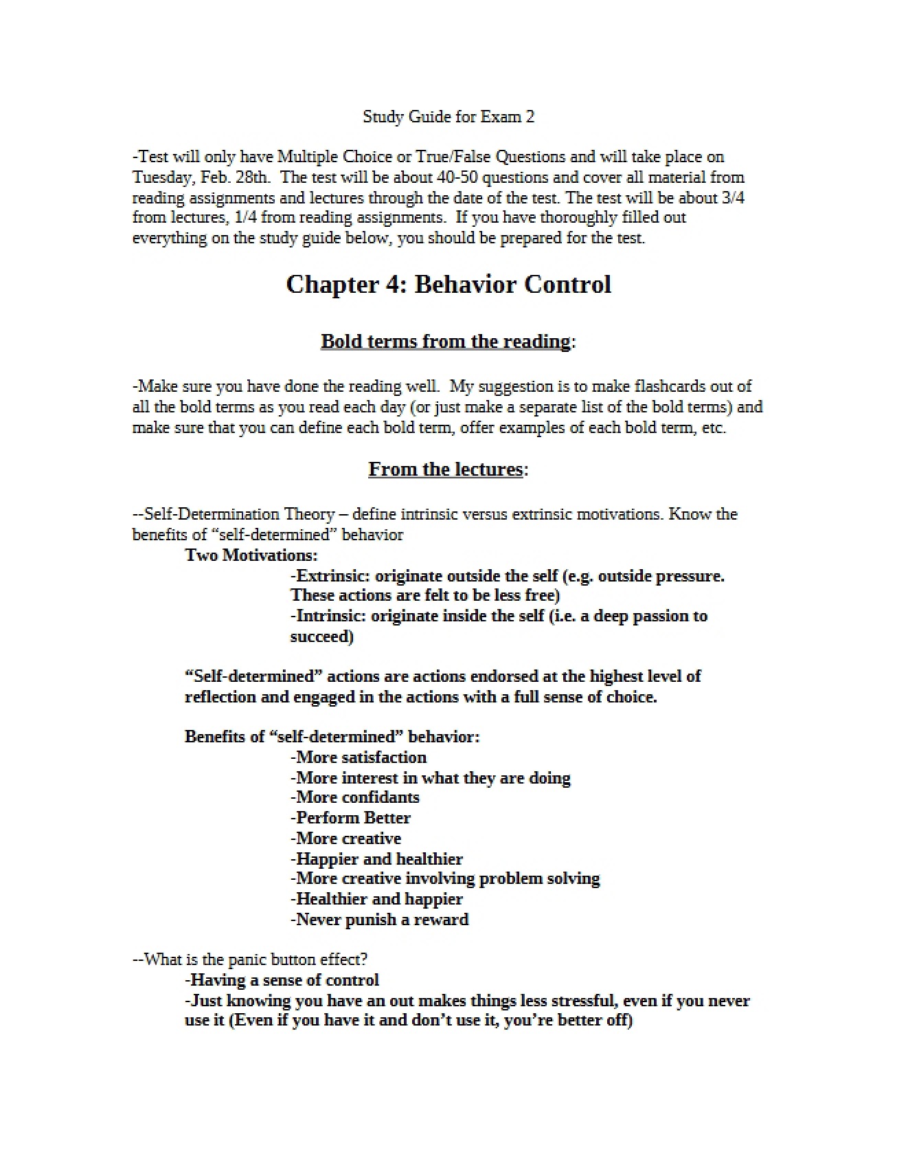 Study Guide for First Exam