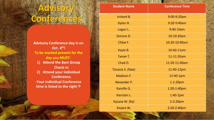 Advisory Conferences - Attendance Requirements and Appointments