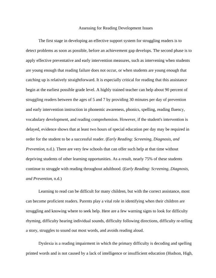 Early Detection and Prevention of Reading Issues