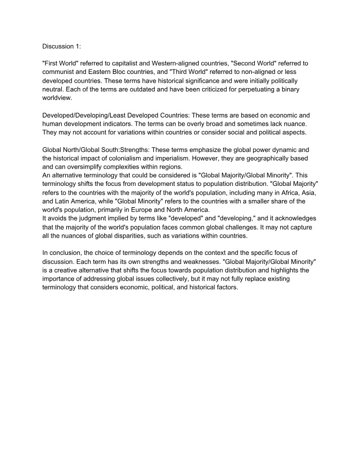 GEOG 101 Discussion Materials